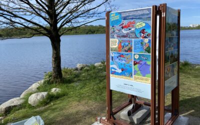 Tegneserie satt opp ved Mosvatnet
